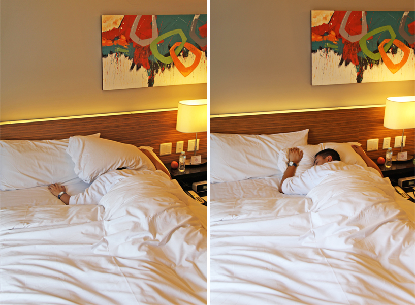 cozy double bed in sleeping bellevue hotel manila