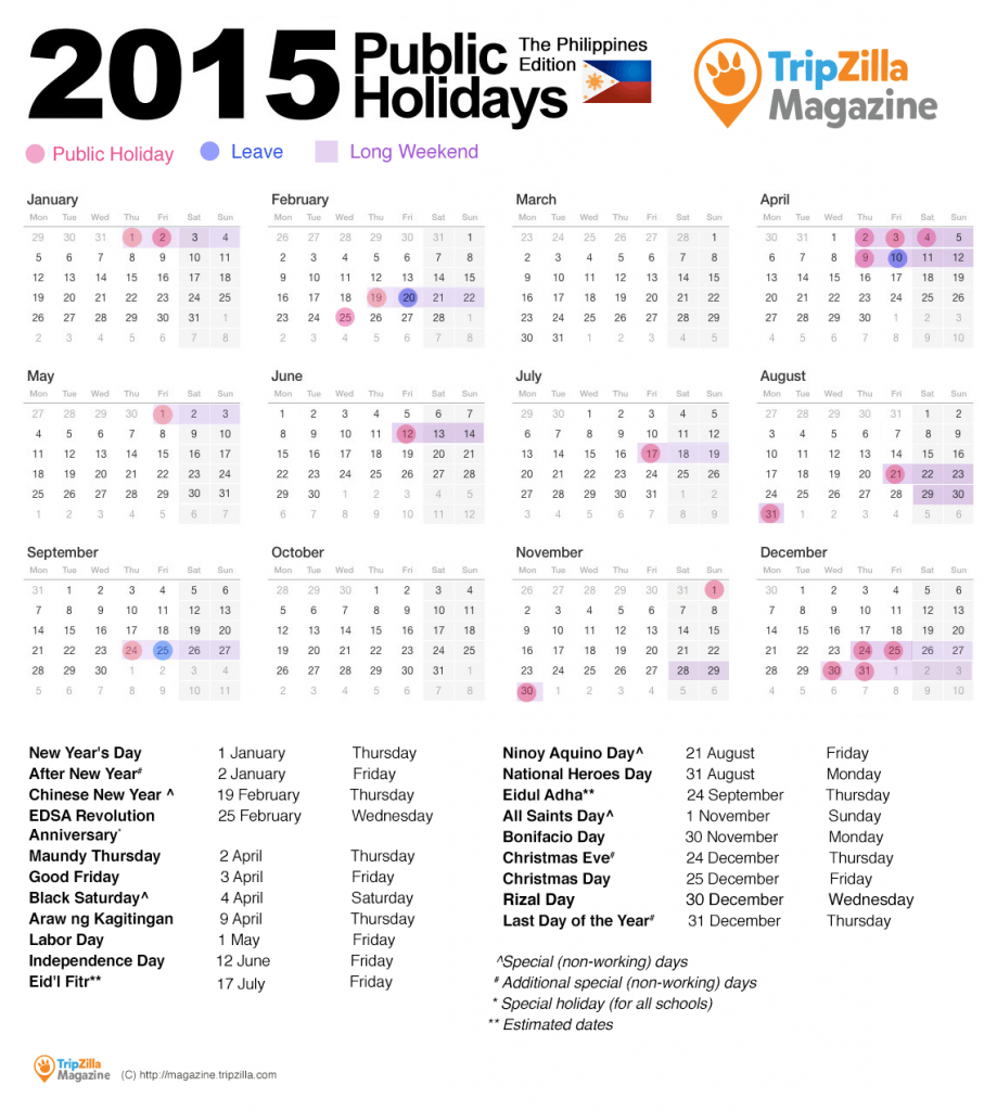 13 long weekends in the Philippines in 2015