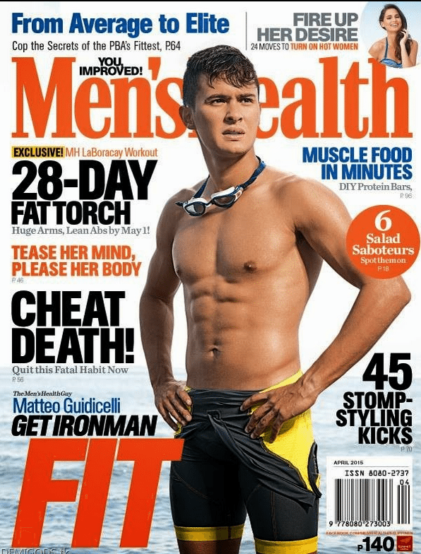 matteo guidicelli naked toless triathlete men's health april 2015 magazine cover