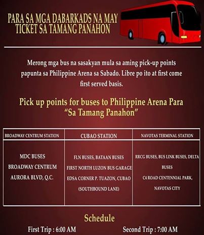 Tamang Panahon Philippine Arena Bus Schedule Kalyeserye AlDub Alden Richards Yaya Dub Maine Mendzoa Eat Bulaga