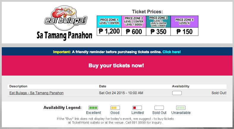Tamang Panahon Eat Bulaga AlDub Tickets Sold Out