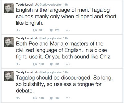 Teddy Locsin Jr. Tagalog English PiliPinas Debates 2016 Irked Netizens Trending Topic Twitter Comments 1
