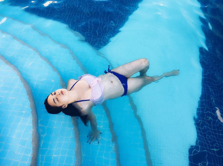 meg imperial in bikini swimming summery body